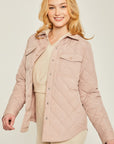 Love Tree Woven Solid Bust Pocket Shacket