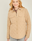 Love Tree Woven Solid Bust Pocket Shacket