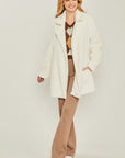 Love Tree Woven Solid Teddy Collar Coat