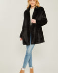 Love Tree Woven Solid Teddy Collar Coat