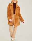 Love Tree Woven Solid Teddy Collar Coat