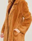 Love Tree Woven Solid Teddy Collar Coat