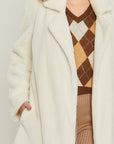 Love Tree Woven Solid Teddy Collar Coat