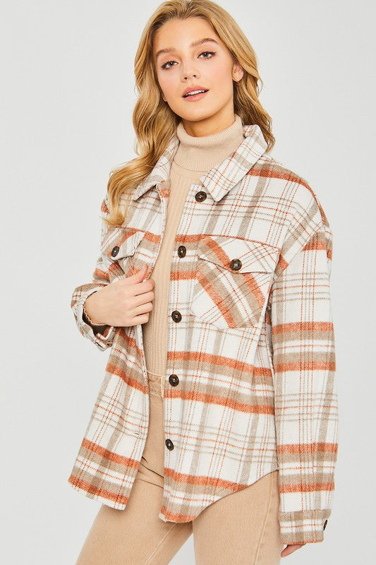 Plaid Bust Pocket Shacket - Online Only