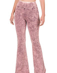 Zenana Acid Wash Raw Edge Hem Pants - Online Only