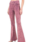 Zenana Acid Wash Raw Edge Hem Pants - My Pampered Life Seattle