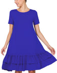 Zenana Short Sleeve Round Neck Ruffle Hem Dress - Online Only