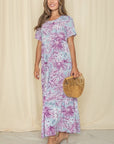 Tropical Tiered Flowy Maxi Dress