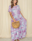 PLUS Tropical Tiered Flowy Maxi Dress