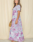 PLUS Tropical Tiered Flowy Maxi Dress