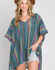 Jade By Jane Colorful Vertical Striped Poncho