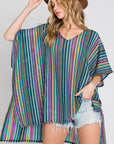 Jade By Jane Colorful Vertical Striped Poncho