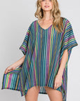 Jade By Jane Colorful Vertical Striped Poncho