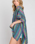 Jade By Jane Colorful Vertical Striped Poncho