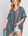 Jade By Jane Colorful Vertical Striped Poncho