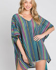 Jade By Jane Colorful Vertical Striped Poncho