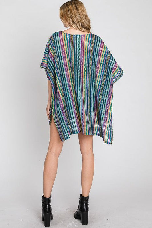 Jade By Jane Colorful Vertical Striped Poncho