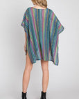 Jade By Jane Colorful Vertical Striped Poncho