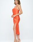 Renee C. Satin Bias Slip Dress with Slit