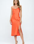 Renee C. Satin Bias Slip Dress with Slit