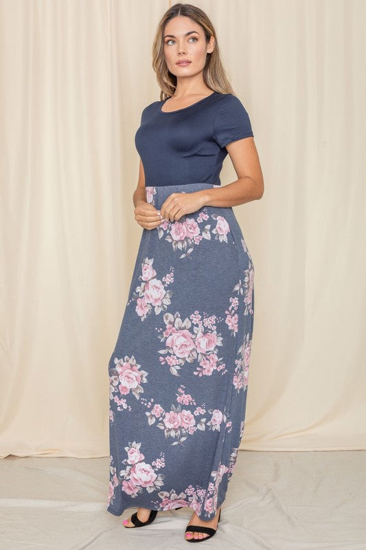 Short Sleeve Floral Maxi Dress