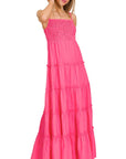 Zenana Woven Smocked Top Tiered Cami Maxi Dress