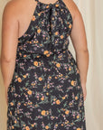 Plus Floral Halter Top Midi Dress