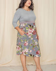 Plus Size Floral Band Midi Dress