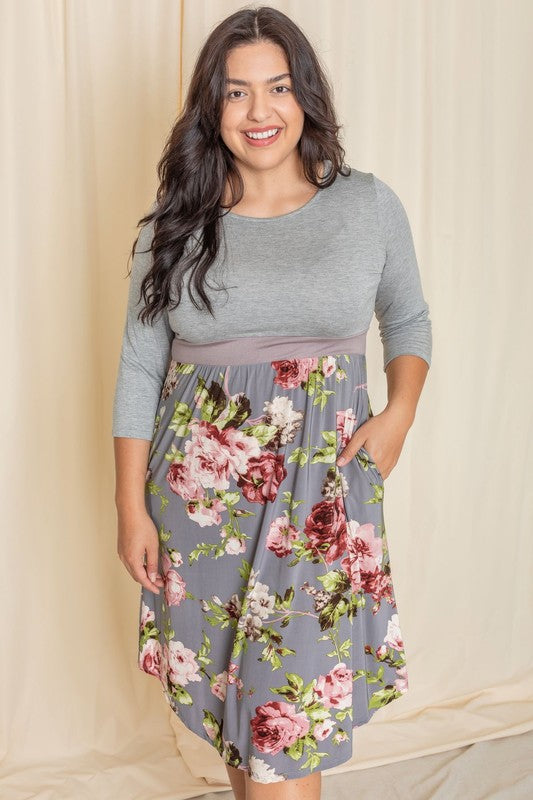 Plus Size Floral Band Midi Dress