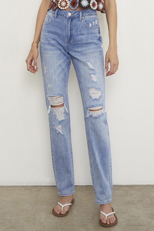 Denim Lab USA Distressed Straight Jeans