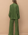 Blue B Pleated Blouse Pants Set - Online Only