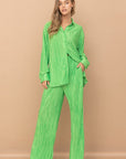 Blue B Pleated Blouse Pants Set - Online Only