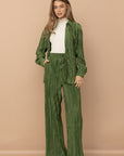 Blue B Pleated Blouse Pants Set - Online Only