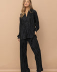 Blue B Pleated Blouse Pants Set - Online Only