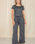 PLUS Short Sleeve Jumpsuit W/Pocket