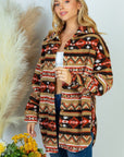 White Birch Long Sleeve Aztec Print Woven Jacket - Online Only