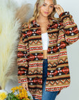 White Birch Long Sleeve Aztec Print Woven Jacket - Online Only