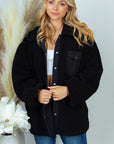 White Birch PLUS SIZE Long Sleeve Solid Woven Sherpa Jacket