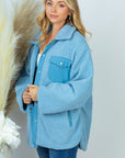 White Birch PLUS SIZE Long Sleeve Solid Woven Sherpa Jacket