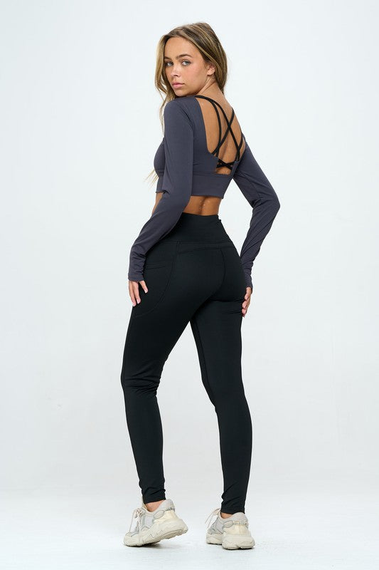 Two Piece Activewear Set with Cut-Out Detail