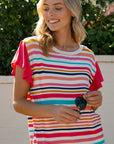 e Luna Multi Stripe Mixed Top