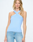 Renee C. Knit Criss Cross Sleeveless Top