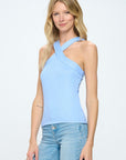 Renee C. Knit Criss Cross Sleeveless Top