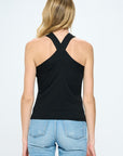 Renee C. Knit Criss Cross Sleeveless Top