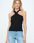 Renee C. Knit Criss Cross Sleeveless Top