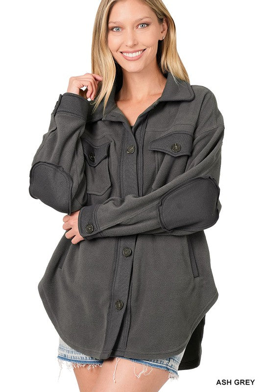 Zenana Oversized Basic Fleece Shacket - Online Only