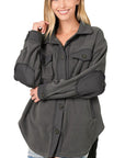 Zenana Oversized Basic Fleece Shacket - Online Only