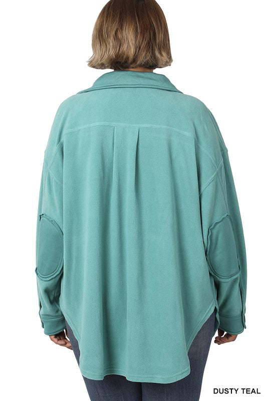 Zenana Plus Oversized Basic Fleece Shacket - Online Only