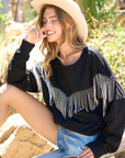 Blue B Rhinestone Fringe Pullover Top - Online Only