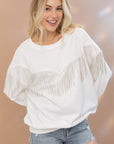 Blue B Rhinestone Fringe Pullover Top - Online Only